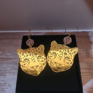 Gold Mirror Acrylic Leopard Earrings